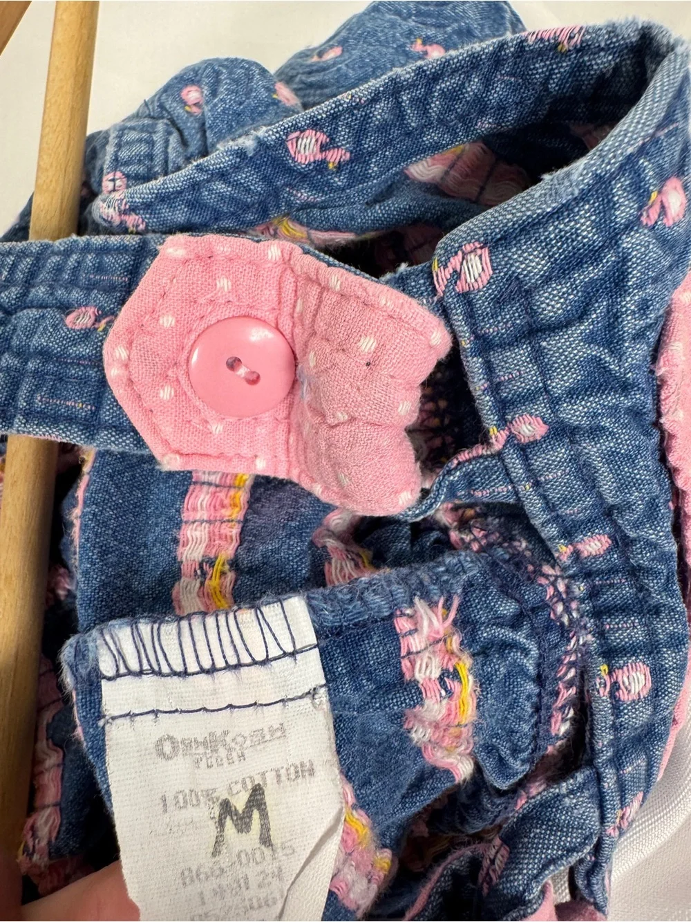 Vintage OshKosh Pink Rubber Ducky Jean Baby Girls Overalls